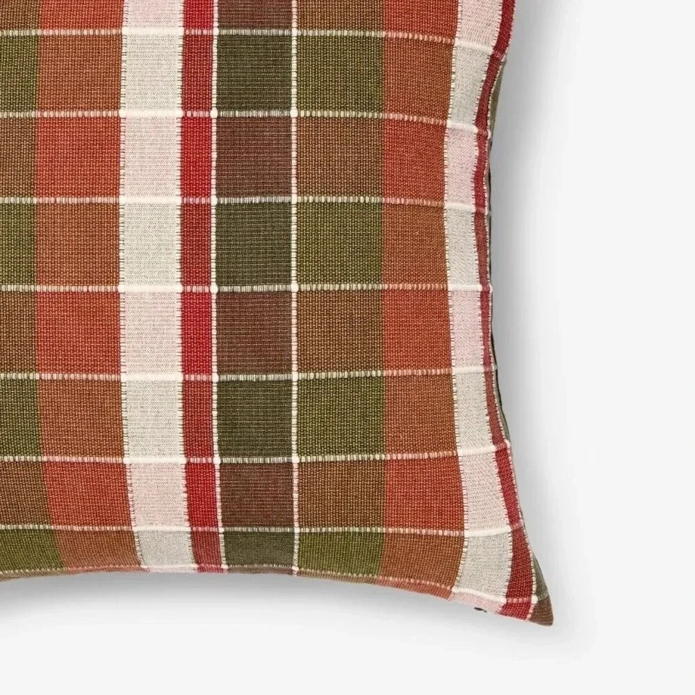 Oversized Woven Grid Throw Pillow, Red/Green - Threshold Studio‎ McGee Christmas